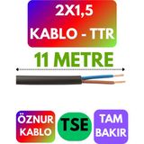 Öznur 2x1,5 Ttr Kablo (Siyah) Metre Seçenekli - 11 METRE