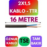 Öznur 2x1,5 Ttr Kablo (Siyah) Metre Seçenekli - 16 METRE