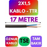 Öznur 2x1,5 Ttr Kablo (Siyah) Metre Seçenekli - 17 METRE
