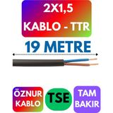 Öznur 2x1,5 Ttr Kablo (Siyah) Metre Seçenekli - 19 METRE
