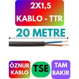Öznur 2x1,5 Ttr Kablo (Siyah) Metre Seçenekli - 20 METRE