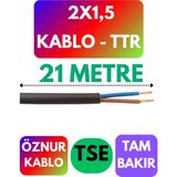 Öznur 2x1,5 Ttr Kablo (Siyah) Metre Seçenekli - 21 METRE