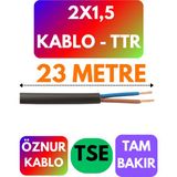 Öznur 2x1,5 Ttr Kablo (Siyah) Metre Seçenekli - 23 METRE