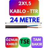 Öznur 2x1,5 Ttr Kablo (Siyah) Metre Seçenekli - 24 METRE