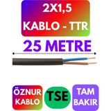 Öznur 2x1,5 Ttr Kablo (Siyah) Metre Seçenekli - 25 METRE