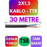 Öznur 2x1,5 Ttr Kablo (Siyah) Metre Seçenekli - 30 METRE