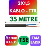 Öznur 2x1,5 Ttr Kablo (Siyah) Metre Seçenekli - 35 METRE