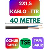 Öznur 2x1,5 Ttr Kablo (Siyah) Metre Seçenekli - 40 METRE