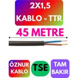 Öznur 2x1,5 Ttr Kablo (Siyah) Metre Seçenekli - 45 METRE