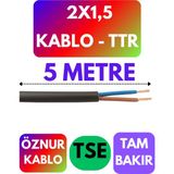 Öznur 2x1,5 Ttr Kablo (Siyah) Metre Seçenekli - 5 METRE