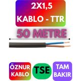 Öznur 2x1,5 Ttr Kablo (Siyah) Metre Seçenekli - 50 METRE