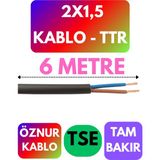 Öznur 2x1,5 Ttr Kablo (Siyah) Metre Seçenekli - 6 METRE