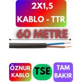 Öznur 2x1,5 Ttr Kablo (Siyah) Metre Seçenekli - 60 METRE