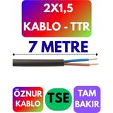 Öznur 2x1,5 Ttr Kablo (Siyah) Metre Seçenekli - 7 METRE