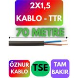 Öznur 2x1,5 Ttr Kablo (Siyah) Metre Seçenekli - 70 METRE