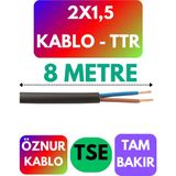 Öznur 2x1,5 Ttr Kablo (Siyah) Metre Seçenekli - 8 METRE