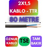Öznur 2x1,5 Ttr Kablo (Siyah) Metre Seçenekli - 80 METRE
