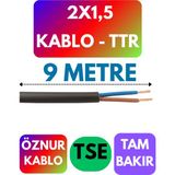 Öznur 2x1,5 Ttr Kablo (Siyah) Metre Seçenekli - 9 METRE