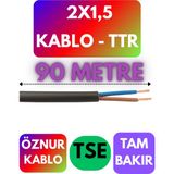 Öznur 2x1,5 Ttr Kablo (Siyah) Metre Seçenekli - 90 METRE