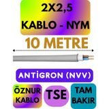 Öznur 2x2,5 Antigron (Nym) Kablo (Gri) Metre Seçenekli - 10 METRE