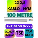 Öznur 2x2,5 Antigron (Nym) Kablo (Gri) Metre Seçenekli - 100 METRE