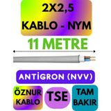 Öznur 2x2,5 Antigron (Nym) Kablo (Gri) Metre Seçenekli - 11 METRE