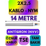Öznur 2x2,5 Antigron (Nym) Kablo (Gri) Metre Seçenekli - 14 METRE
