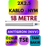 Öznur 2x2,5 Antigron (Nym) Kablo (Gri) Metre Seçenekli - 18 METRE