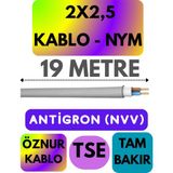 Öznur 2x2,5 Antigron (Nym) Kablo (Gri) Metre Seçenekli - 19 METRE
