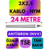 Öznur 2x2,5 Antigron (Nym) Kablo (Gri) Metre Seçenekli - 24 METRE