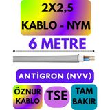 Öznur 2x2,5 Antigron (Nym) Kablo (Gri) Metre Seçenekli - 6 METRE