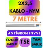 Öznur 2x2,5 Antigron (Nym) Kablo (Gri) Metre Seçenekli - 7 METRE