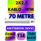 Öznur 2x2,5 Antigron (Nym) Kablo (Gri) Metre Seçenekli - 70 METRE
