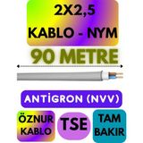 Öznur 2x2,5 Antigron (Nym) Kablo (Gri) Metre Seçenekli - 90 METRE