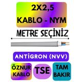 Öznur 2X2,5 Antigron (Nym) Kablo (Gri) Metre Seçenekli