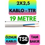 Öznur 2x2,5 Ttr Kablo (Beyaz) Metre Seçenekli - 19 METRE