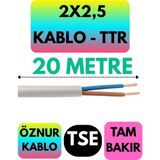 Öznur 2x2,5 Ttr Kablo (Beyaz) Metre Seçenekli - 20 METRE