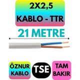 Öznur 2x2,5 Ttr Kablo (Beyaz) Metre Seçenekli - 21 METRE