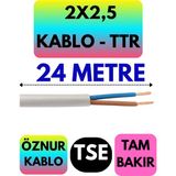 Öznur 2x2,5 Ttr Kablo (Beyaz) Metre Seçenekli - 24 METRE