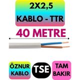 Öznur 2x2,5 Ttr Kablo (Beyaz) Metre Seçenekli - 40 METRE