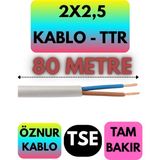 Öznur 2x2,5 Ttr Kablo (Beyaz) Metre Seçenekli - 80 METRE