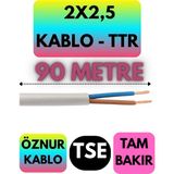 Öznur 2x2,5 Ttr Kablo (Beyaz) Metre Seçenekli - 90 METRE