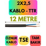 Öznur 2x2,5 Ttr Kablo (Siyah) Metre Seçenekli - 12 METRE