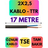 Öznur 2x2,5 Ttr Kablo (Siyah) Metre Seçenekli - 17 METRE