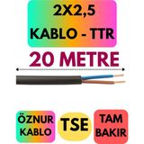 Öznur 2x2,5 Ttr Kablo (Siyah) Metre Seçenekli - 20 METRE