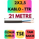 Öznur 2x2,5 Ttr Kablo (Siyah) Metre Seçenekli - 21 METRE