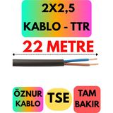 Öznur 2x2,5 Ttr Kablo (Siyah) Metre Seçenekli - 22 METRE
