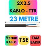 Öznur 2x2,5 Ttr Kablo (Siyah) Metre Seçenekli - 23 METRE