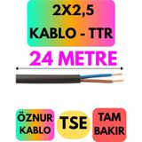 Öznur 2x2,5 Ttr Kablo (Siyah) Metre Seçenekli - 24 METRE