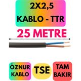 Öznur 2x2,5 Ttr Kablo (Siyah) Metre Seçenekli - 25 METRE